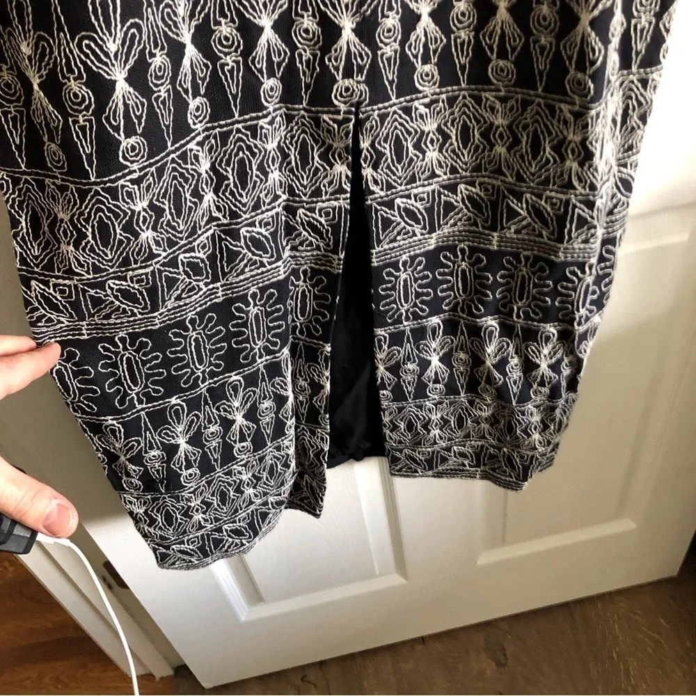 Vintage J.B.S. black and white full embroidered maxi dress in size 12